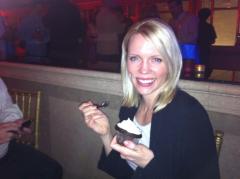 Our own Janessa Meyer enjoying a cupcake at the Cooperage celebration.